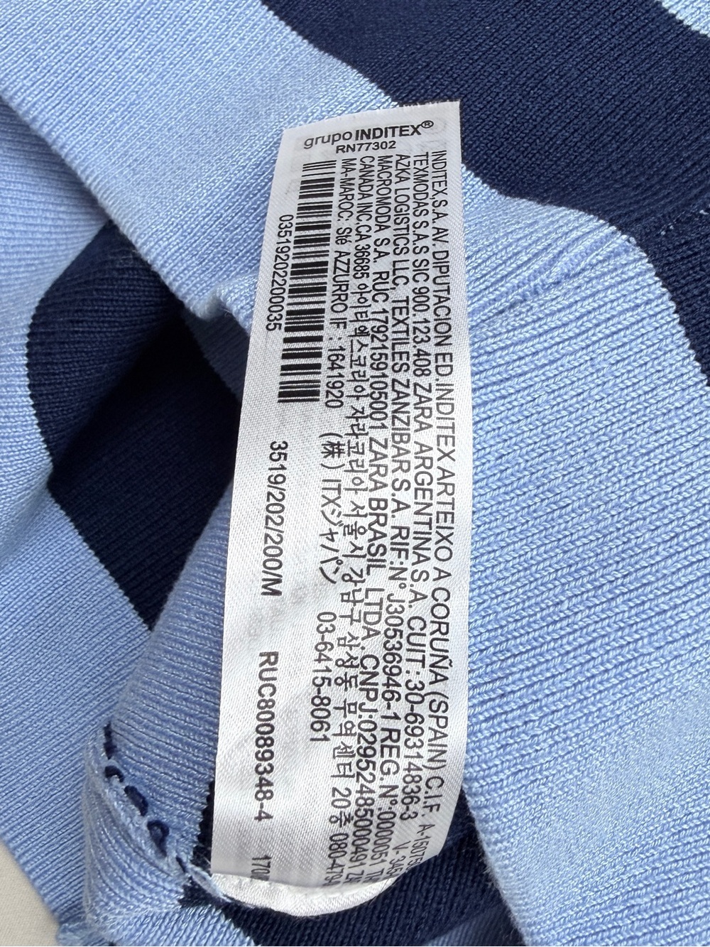 Zara Light Blue & Navy Striped Cropped Crewneck Sweater - Picture 8 of 8